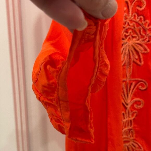 Poupette St Barth Embroiderer Off the Shoulder Coral Top.Size M - Picture 11 of 14